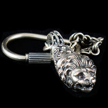 Load image into Gallery viewer, Lion Head Sterling Silver Keychain - Strength Symbol - Ancient Greece
