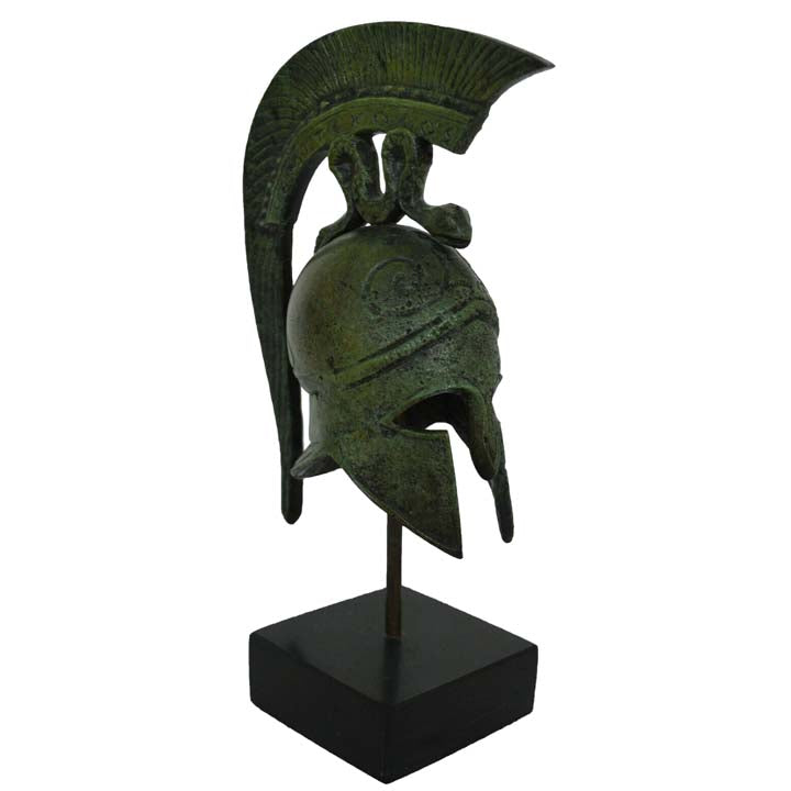 Corinthian Bronze mini Helmet on Marble Base with Snake Design