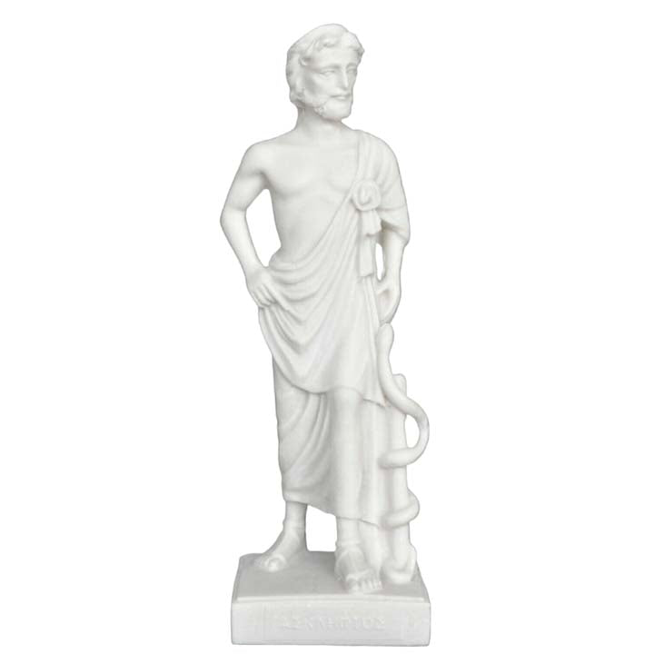 Asclepius God of Medicine and Healing small Alabaster statue - Greek Mythology