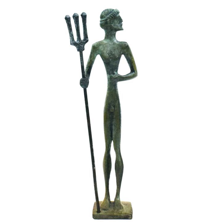 Poseidon small bronze sculpture - Ancient Greek God of the sea - Twelve Olympians