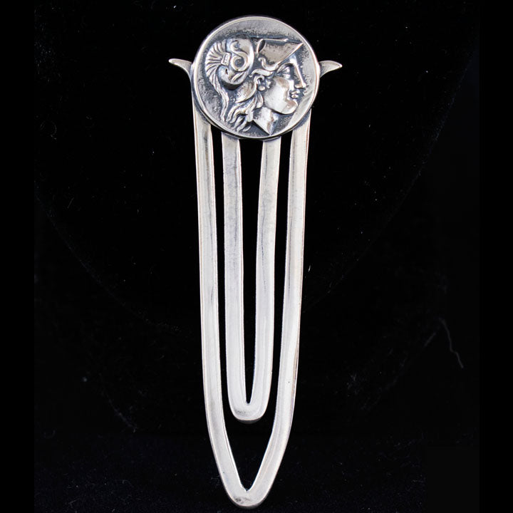 Goddess Athena Silver Bookmark - Symbol of Wisdom Strength Strategy