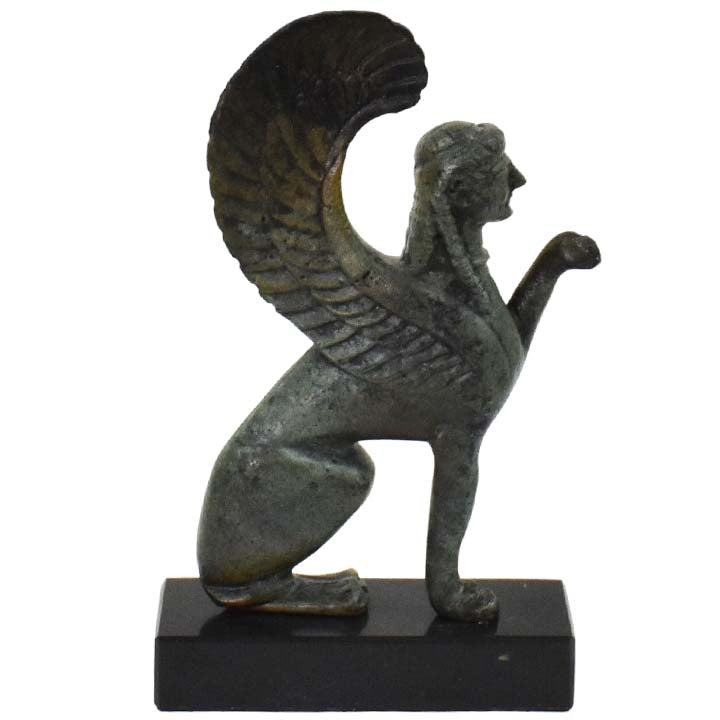 Sphinx small sculpture - Ancient Greek bronze statue - Guardian of sacred places