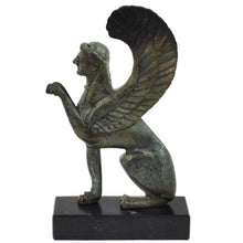 Load image into Gallery viewer, Sphinx small sculpture - Ancient Greek bronze statue - Guardian of sacred places
