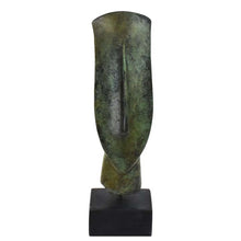 Load image into Gallery viewer, Cycladic Bronze Head on marble base - Ancient Greek Abstract Art statue
