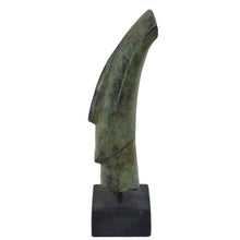 Load image into Gallery viewer, Cycladic Bronze Head on marble base - Ancient Greek Abstract Art statue
