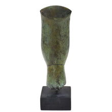 Load image into Gallery viewer, Cycladic Bronze Head on marble base - Ancient Greek Abstract Art statue
