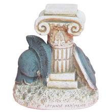 Load image into Gallery viewer, Trojan war weapons on column mini sculpture - Ancient Greek Warriors Troy battle
