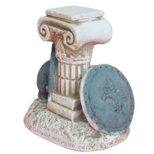 Load image into Gallery viewer, Trojan war weapons on column mini sculpture - Ancient Greek Warriors Troy battle
