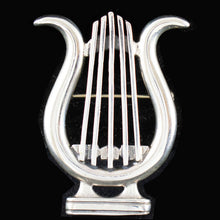 Load image into Gallery viewer, Lyre - Harp Silver Brooch Pin - God of Music Apollo
