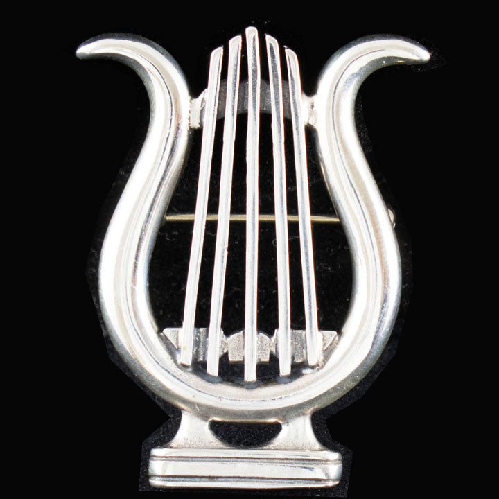 Lyre - Harp Silver Brooch Pin - God of Music Apollo