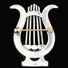 Load image into Gallery viewer, Lyre - Harp Silver Brooch Pin - God of Music Apollo
