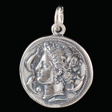 Load image into Gallery viewer, Artemis Large Silver Coin Pendant - Syracuse Coin - Diana Mistress of Animals
