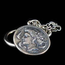 Load image into Gallery viewer, Artemis Silver Keychain - Syracuse Dekadrachm - Diana
