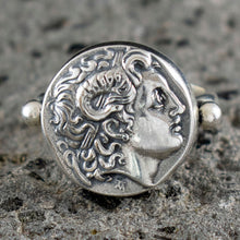 Load image into Gallery viewer, Alexander The Great Silver Ring Size Us 7 3/4 - Macedonia King
