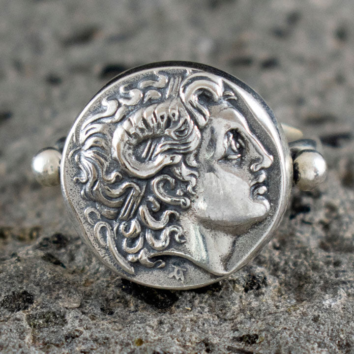 Alexander The Great Silver Ring Size Us 7 3/4 - Macedonia King
