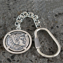 Load image into Gallery viewer, Alexander The Great Hercules Silver Keychain - Macedonia King - Vergina King
