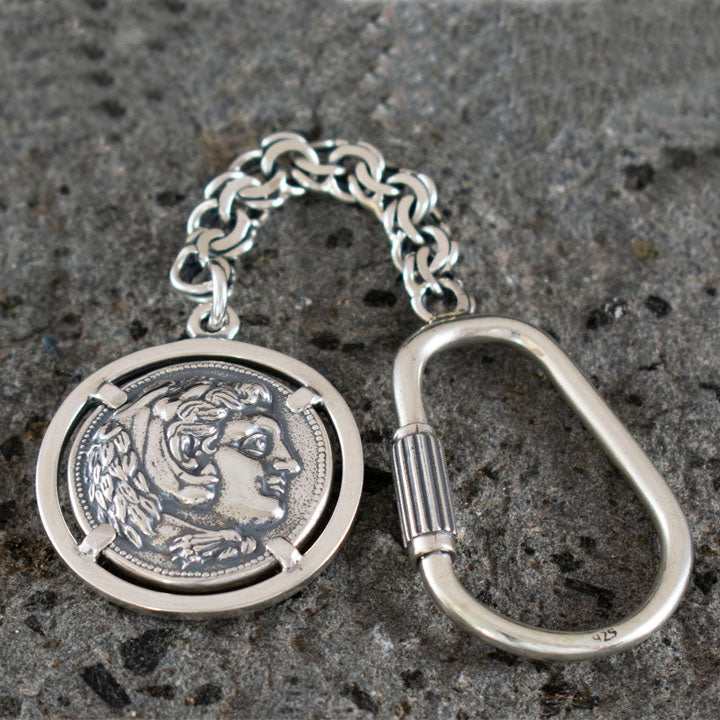 Alexander The Great Hercules Silver Keychain - Macedonia King - Vergina King