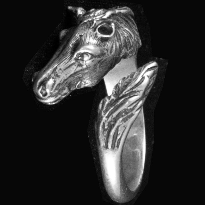 Horse Head Silver Ring - Size Between Us 7 to 9 - Symbol of Wealth