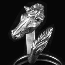 Load image into Gallery viewer, Horse Head Silver Ring - Size Between Us 7 to 9 - Symbol of Wealth
