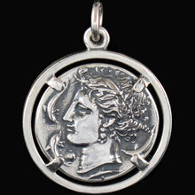 Load image into Gallery viewer, Artemis Large Silver Syracuse Coin Pendant - Diana Goddess of Chastity
