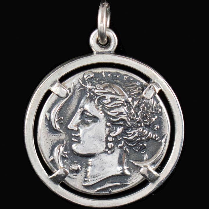 Artemis Large Silver Syracuse Coin Pendant - Diana Goddess of Chastity