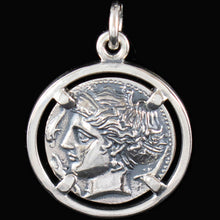 Load image into Gallery viewer, Artemis Silver Pendant Syracuse Dekadrachm - Diana Goddess of Hunt
