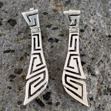 Load image into Gallery viewer, Ancient Greece Meander Sterling Silver 925 Earrings - Maiander Design
