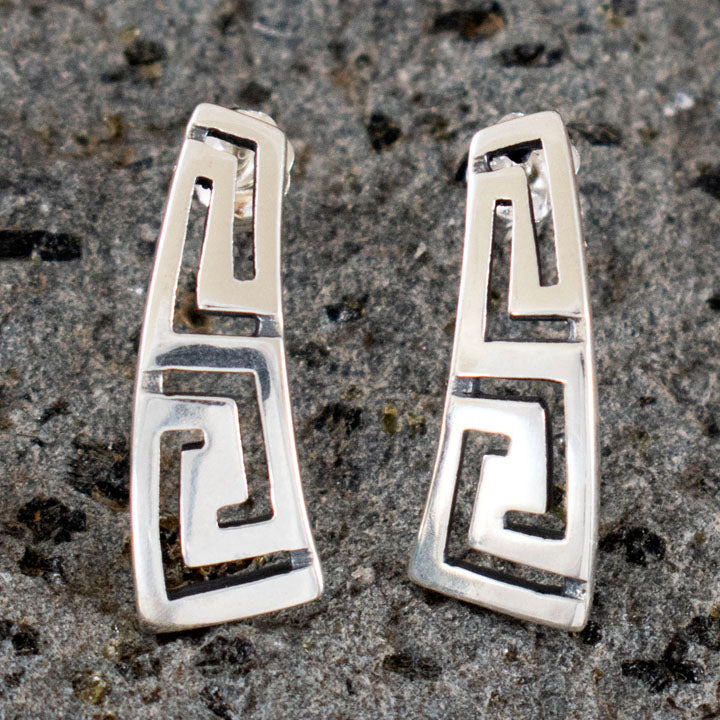 Ancient Greece Meander Sterling Silver 925 Earrings - Symbol Of Infinity
