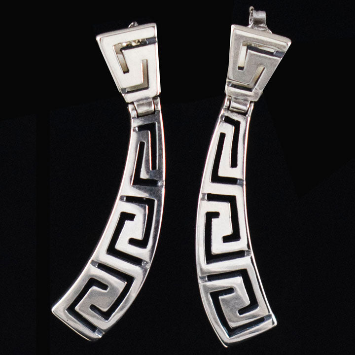 Ancient Greek Meander Sterling Silver 925 Earrings - Greek Maiandros