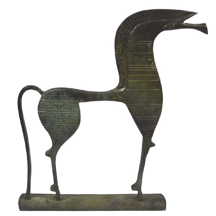 Horse Bronze sculpture with Geometric Pattern - Museum Replica - Symbol of Status