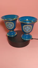 Load and play video in Gallery viewer, Griffin and Helmet Design Pythagorean 2 cups high quality set Pythagoras color petrol
