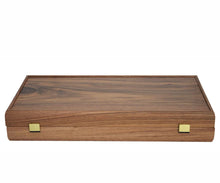 Load image into Gallery viewer, 15&quot; Walnut Backgammon Set - Olive Checkers
