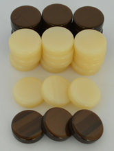 Load image into Gallery viewer, 30 Small Acrylic Backgammon Checkers - Chips Brown &amp; Ivory 1 inch - High Quality

