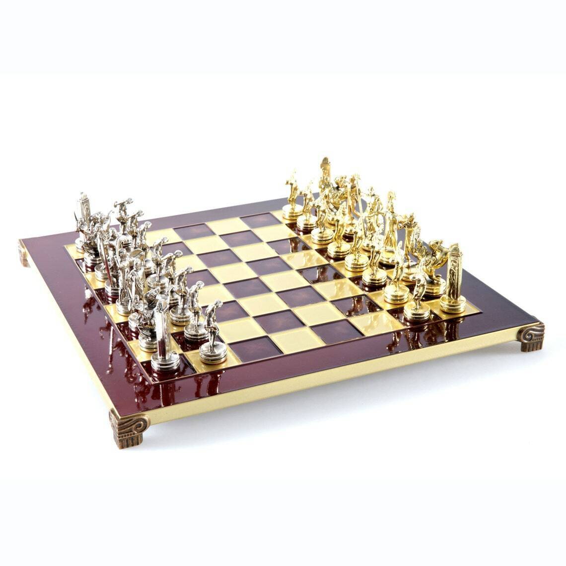 Discus Thrower Chess Set - Brass Nickel Pawns - Red chess Board – Talos ...