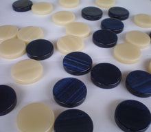 Load image into Gallery viewer, 30 Acrylic Backgammon Checkers - Chips Blue &amp; Ivory 1.4 inches - High Quality
