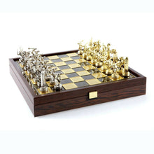 Load image into Gallery viewer, Discus Thrower Chess Set - Brass Nickel Pawns - Brown Wooden case Board
