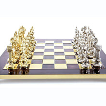 Load image into Gallery viewer, Renaissance Chess Set - Brass Nickel Pawns - Red chess Board

