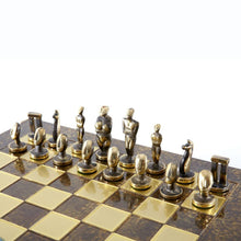Load image into Gallery viewer, Cycladic Art Large Chess Set - Bronze Material - Brown Handmade Board

